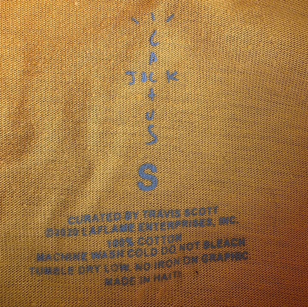 Cactus Jack by Travis Scott Sesame Inv II T-Shirt Gold NEW Size Small